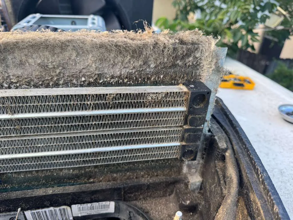 Dirty RV AC condenser coil — salt air fouling in Florida RV